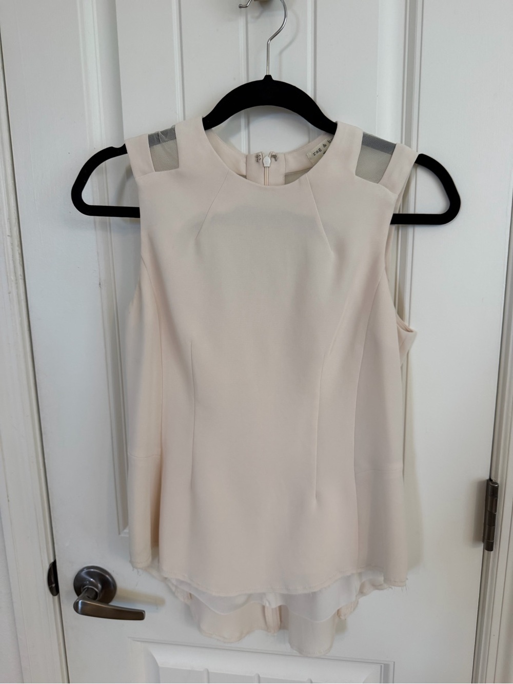 Rag & Bone Ivory Mesh Yoke Sleeveless Blouse | Made in USA | Size 6 S